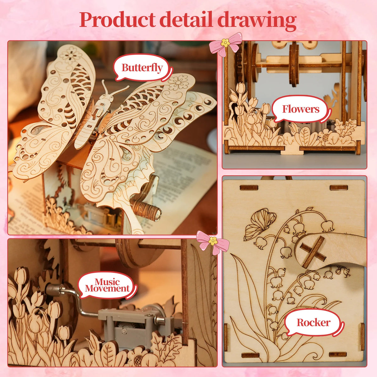 Music Park 3D Wooden Plane And Butterfly Puzzle Craft Kit