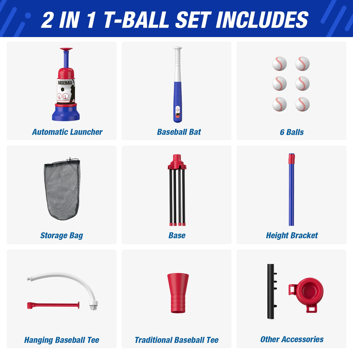 QDRAGON 3-in-1 Kids Baseball Set With Automatic Pitching Machine