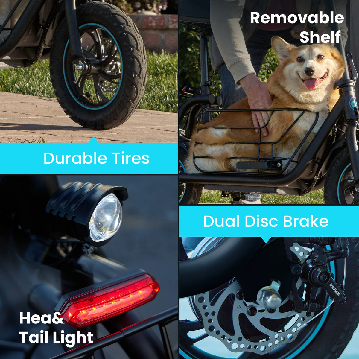 GYROOR Foldable Electric Scooter With Pet Basket And Three Modes