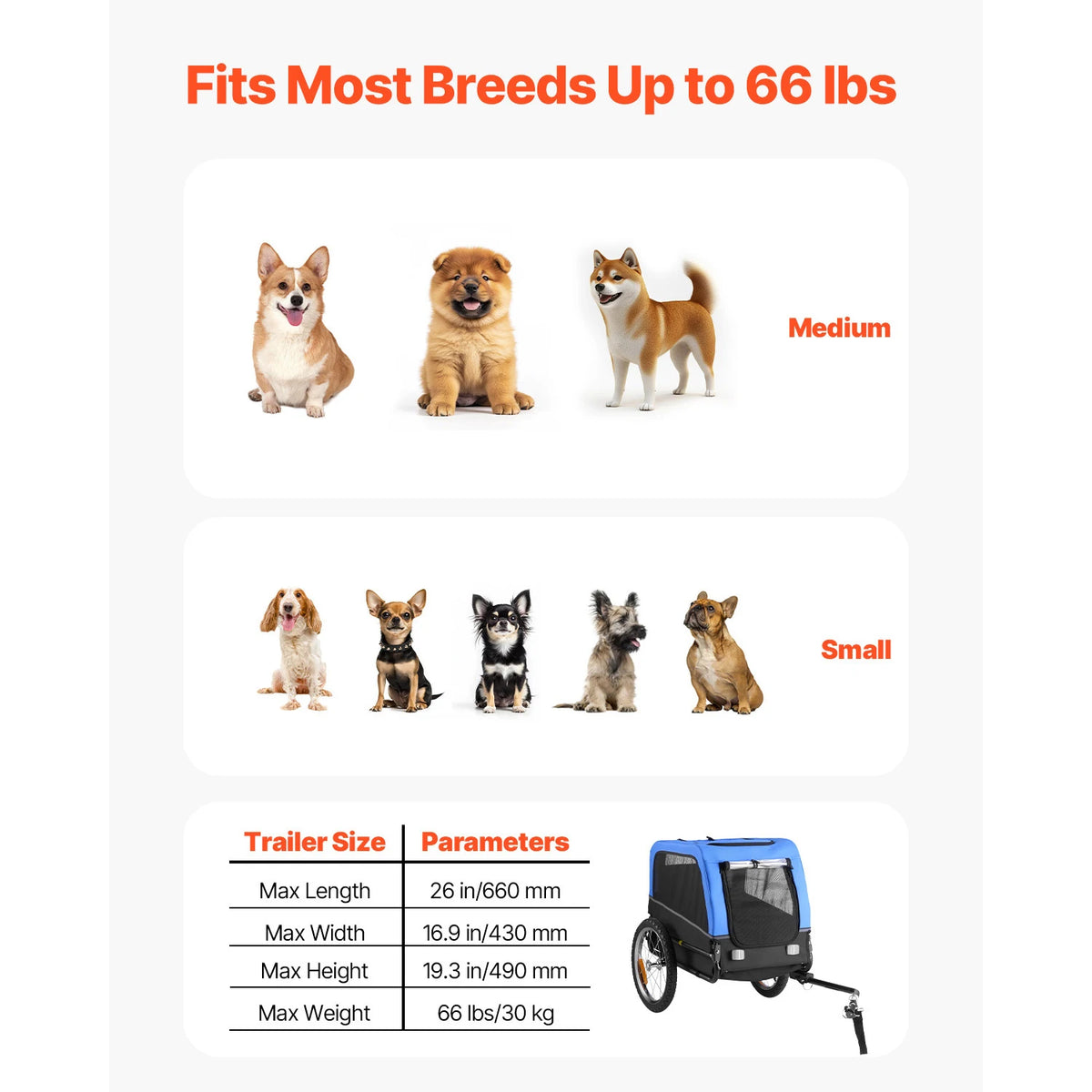SucceBuy Dog Bike Trailer Pet Carrier With Quick Release Coupler