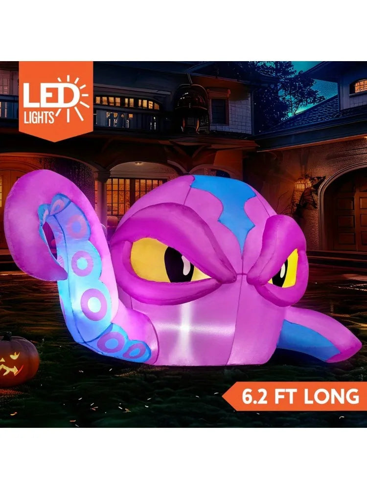 Halloween Inflatable Octopus Window Decor With Built In LED Lights