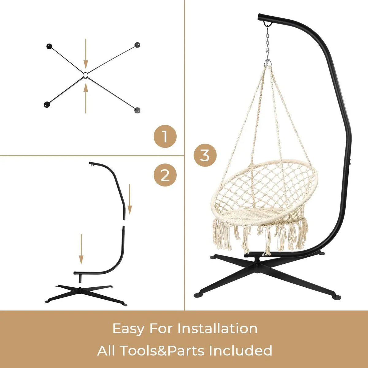 Homfa Heavy Duty Metal Hanging Chair Stand For Patio