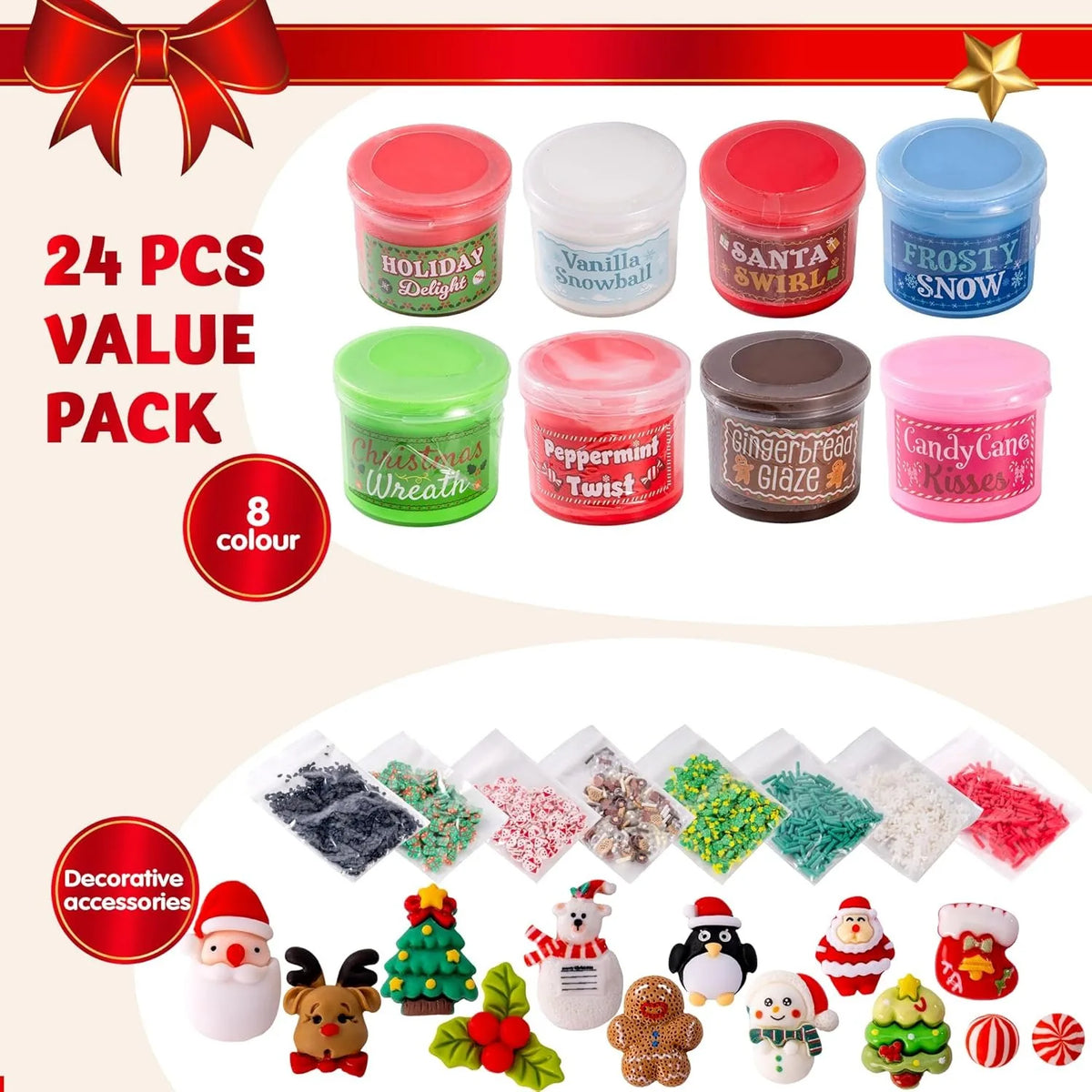 Joyfy Slime Christmas Advent Calendar Kit With Festive Dessert Accessories