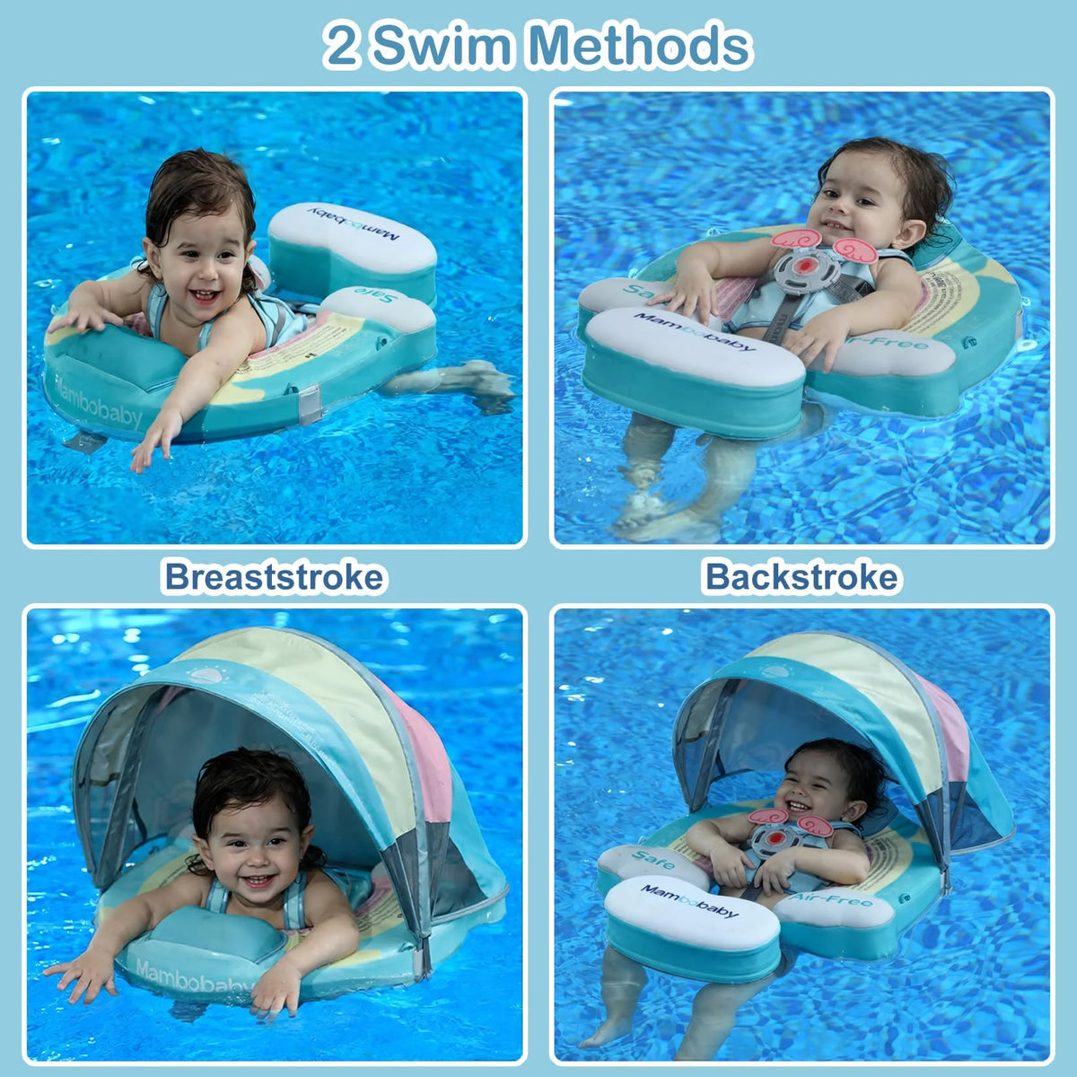 Mambobaby Air Free Baby Chest Float With Sunshade Canopy