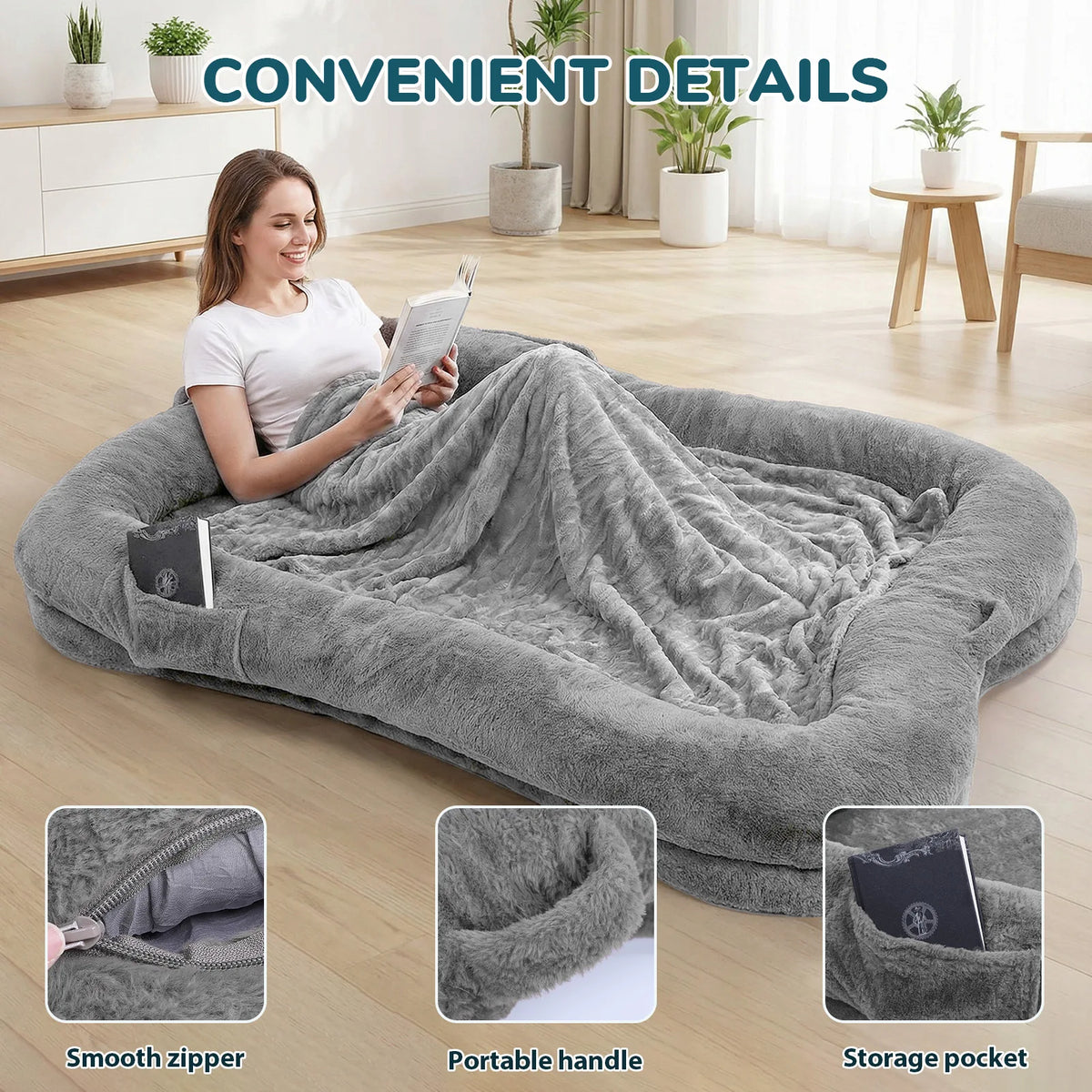Portable Plush Dog Bed With Blanket And Non Slip Bottom