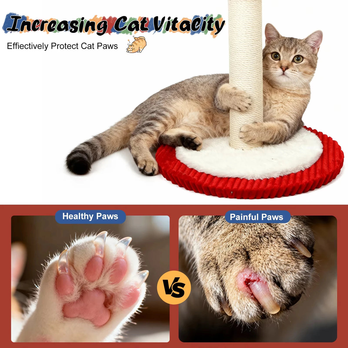 CWV Rotating Cat Scratching Post With Interactive Feather Toys