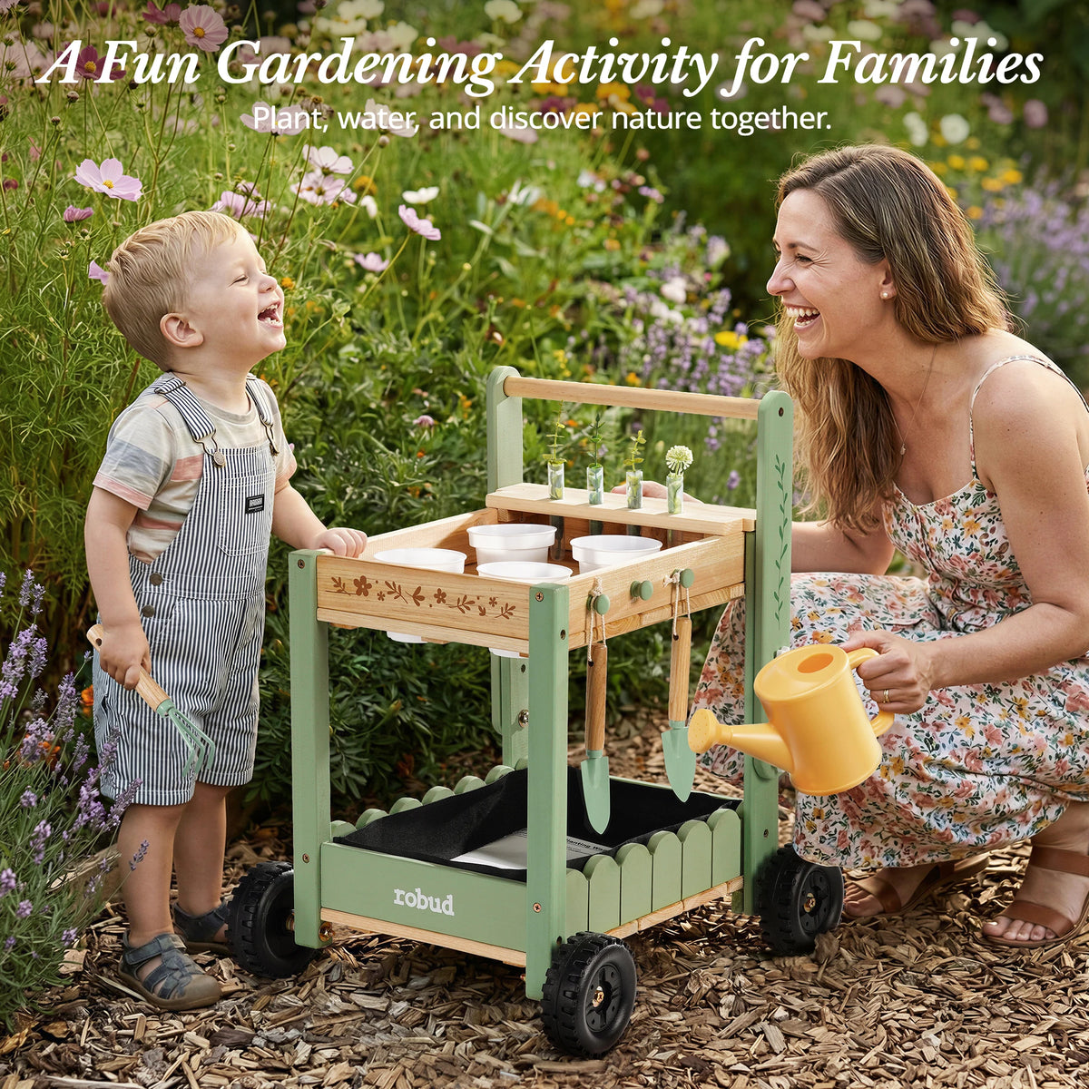 Robud Wooden Outdoor Mud Kitchen Playset With Sink And Tools