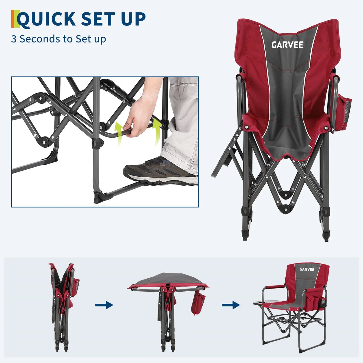 HiMISS Folding Directors Chair With Side Table And Cup Holder