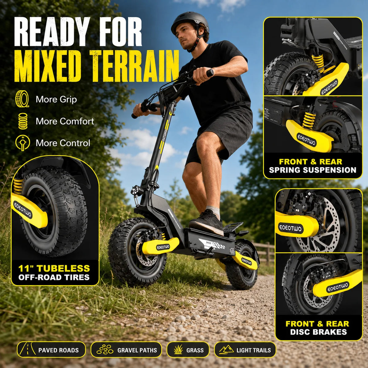 EOEOTWO Adult Off Road Electric Scooter With Foldable Design