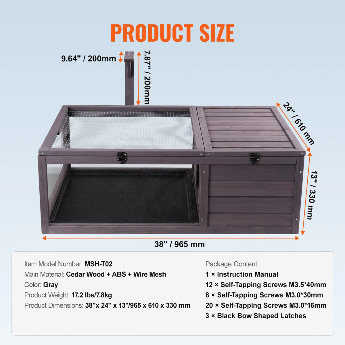 Three Room Wooden Tortoise Habitat Enclosure With Openable Top
