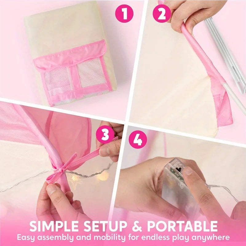Joyfy Princess Castle Play Tent With LED Star Lights