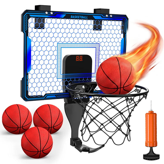 Kids Wall Mounted Basketball Hoop With LED Scoreboard