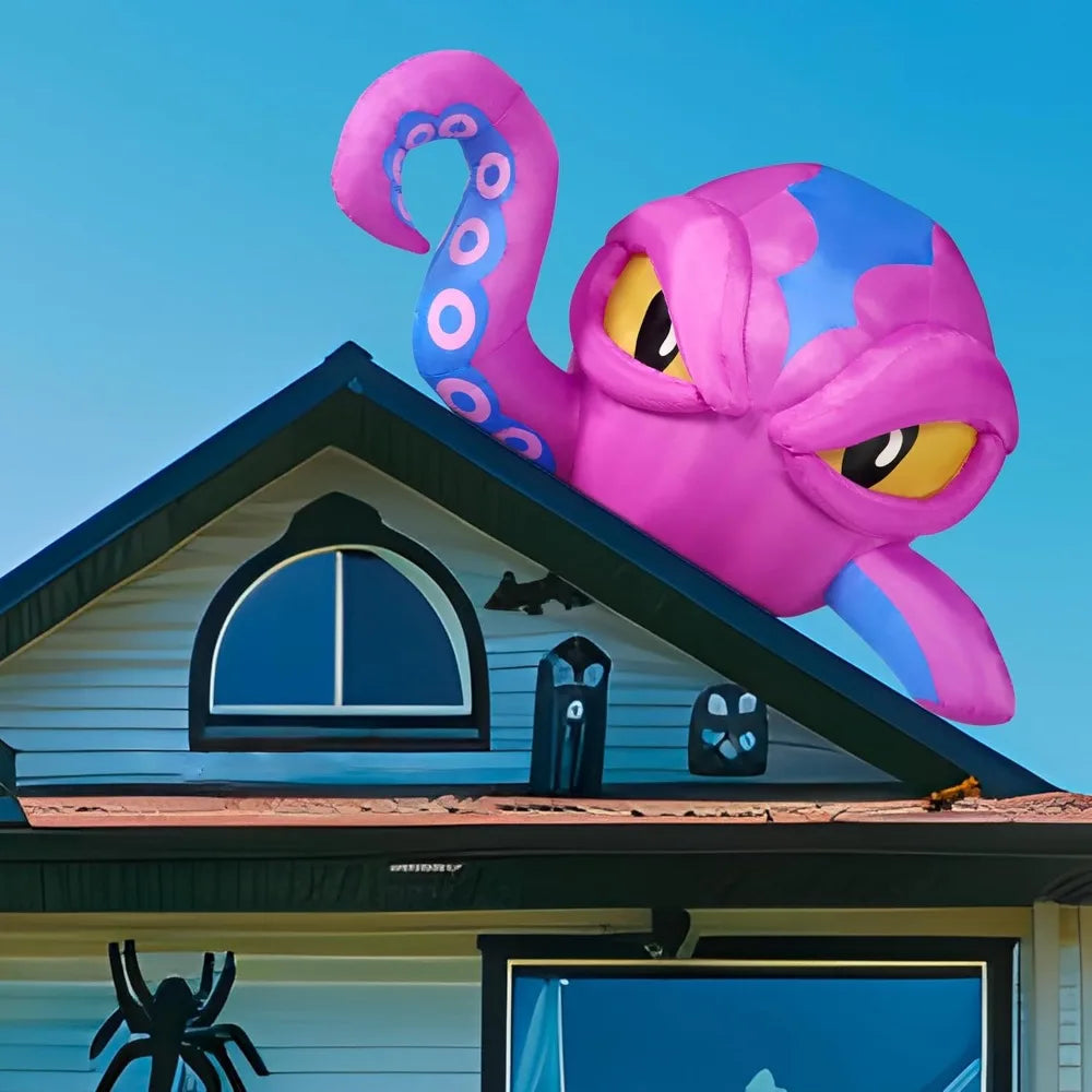 Halloween Inflatable Octopus Window Decor With Built In LED Lights