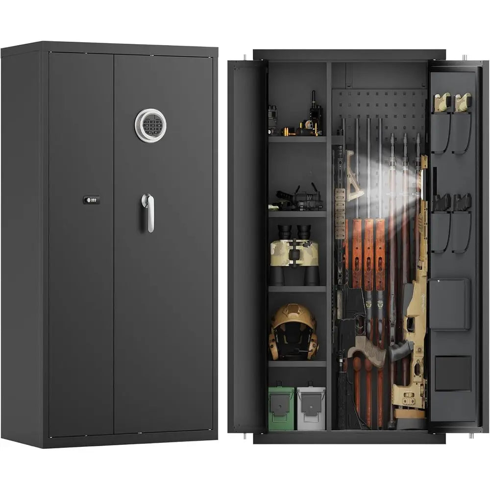 Adjustable Gun Cabinet With Digital Lock For Rifles And Pistols