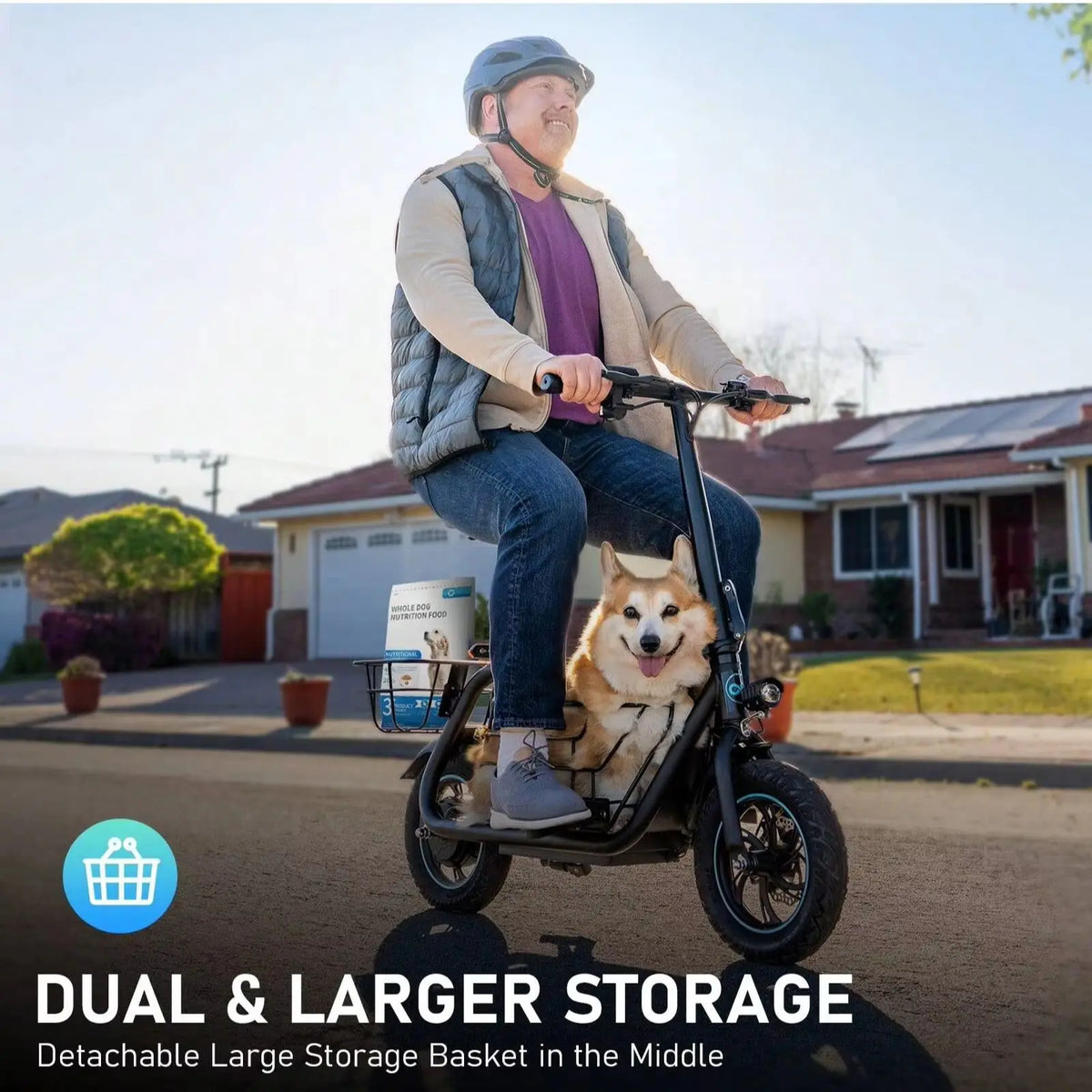 GYROOR Foldable Electric Scooter With Pet Basket And Three Modes