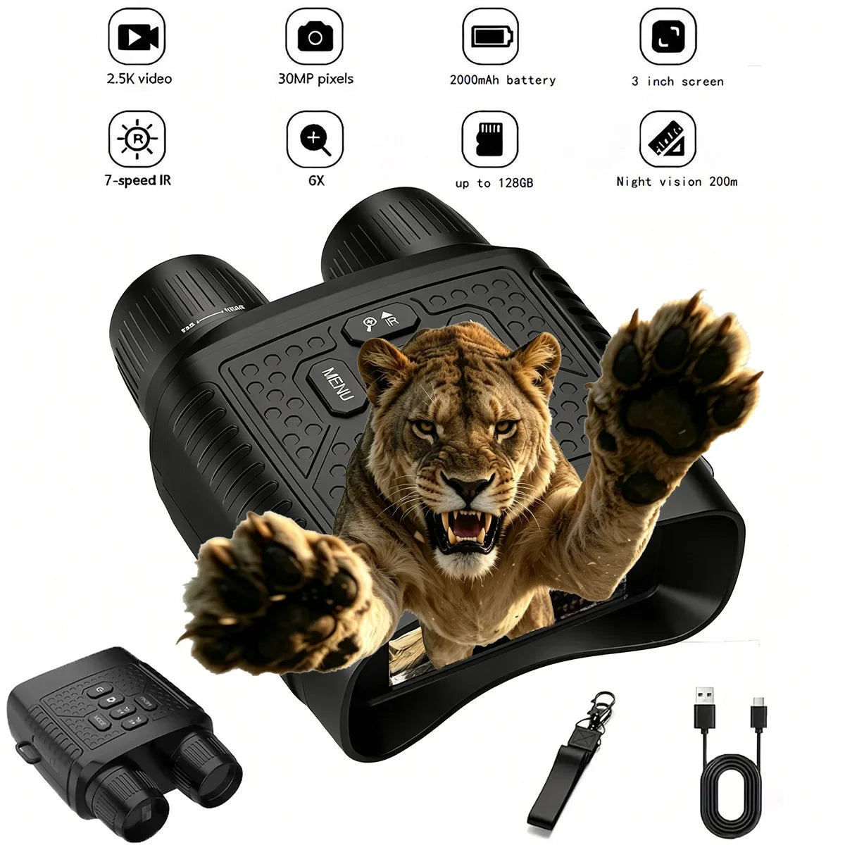 Digital Night Vision Binoculars With 6X Zoom And Recording