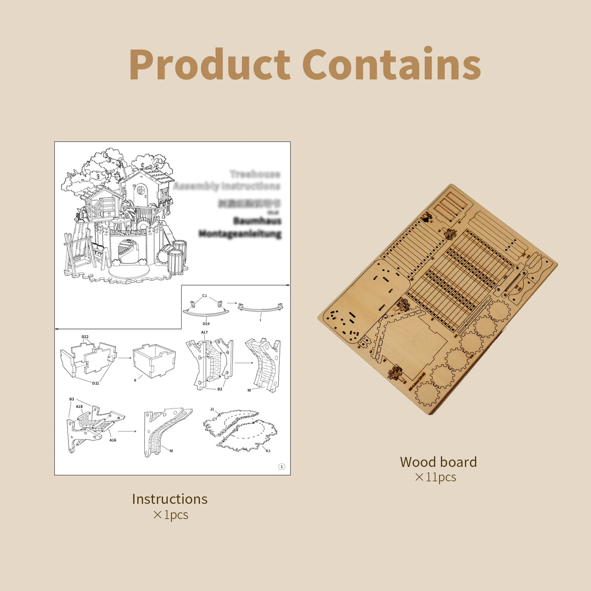 Music Park 3D Wooden Treehouse Puzzle Kit for Couples