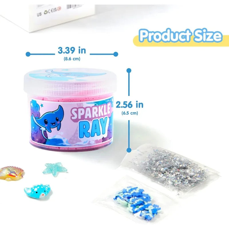 3-Pack Slime Party Favors Manta Ray Unicorn And Cow Themes
