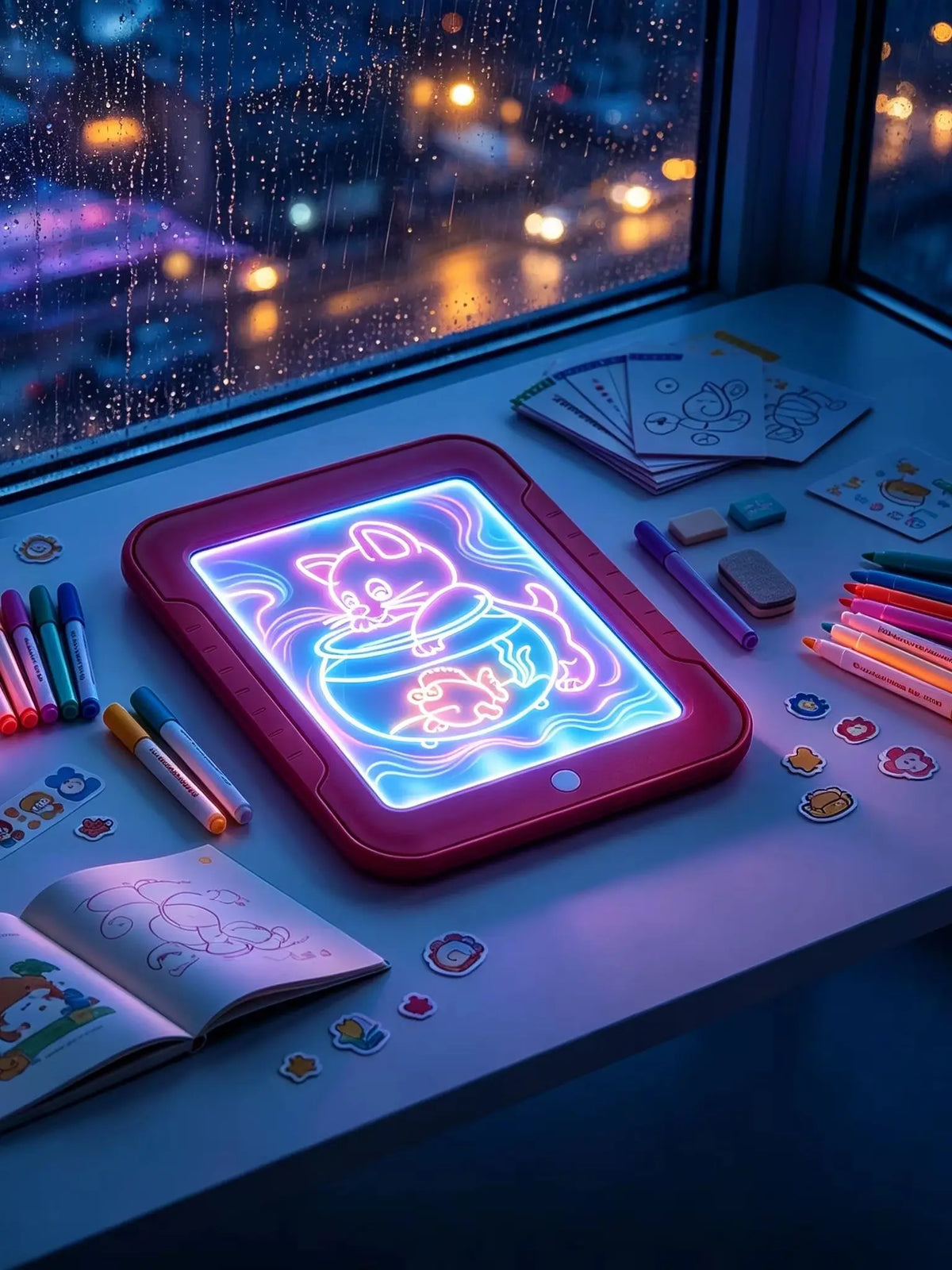 LED Light Up Tracing Board With Cards And Marker Pens