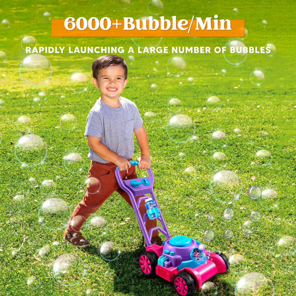 Joyfy Bubble Lawn Mower Machine for Kids Outdoor Play