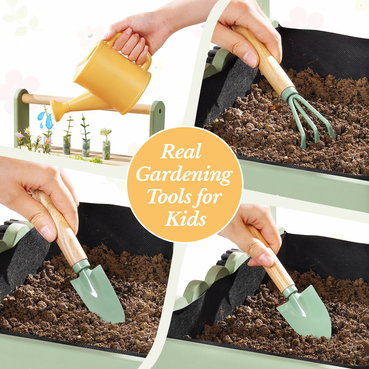Robud Wooden Outdoor Mud Kitchen Playset With Sink And Tools