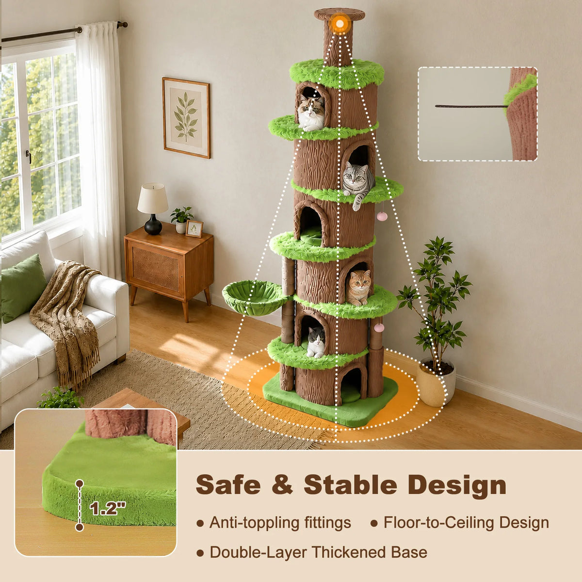 PAWZ Road Multilevel Cat Tree With Condos And Scratching Posts