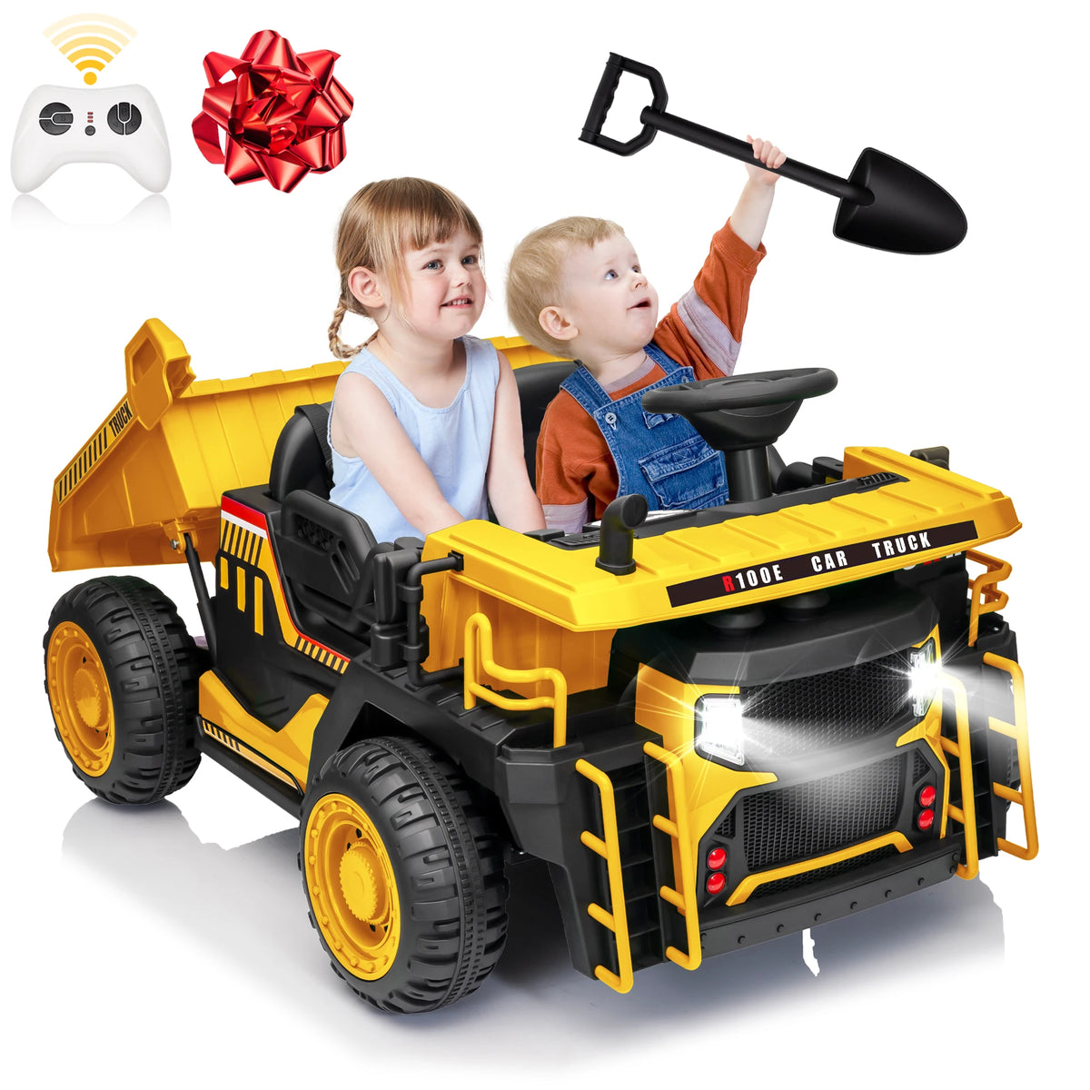 JOYRACER 24V Electric Two Seater Dump Truck Ride On Remote Control