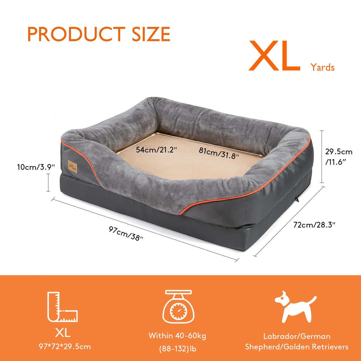 BORWART Orthopedic Memory Foam Dog Sofa Bed With Removable Cover
