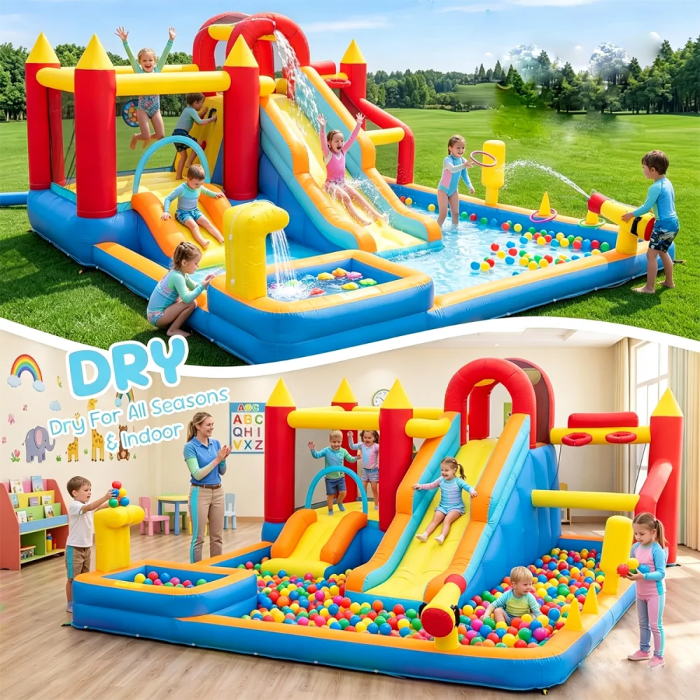 Inflatable Bounce House With Blower Stakes Repair Patches Storage Bag