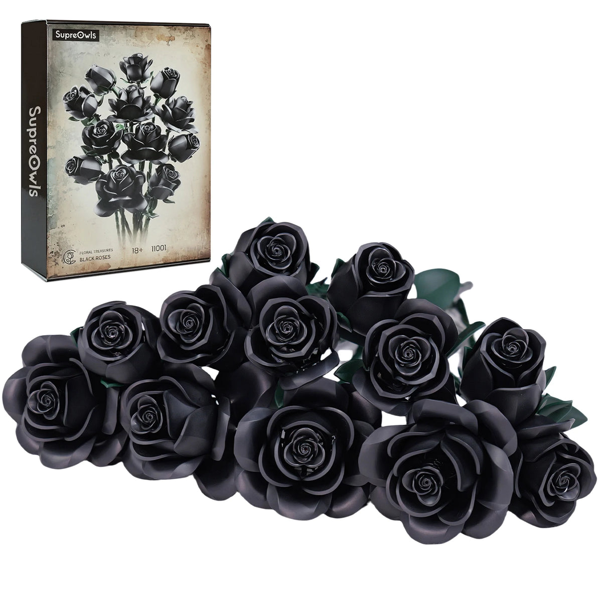 SupreOwls Roses Building Blocks Flower Bouquet Decor Set For Gift