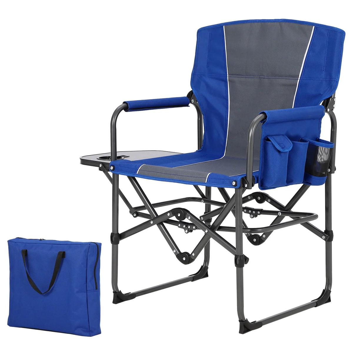HiMISS Folding Directors Chair With Side Table And Cup Holder
