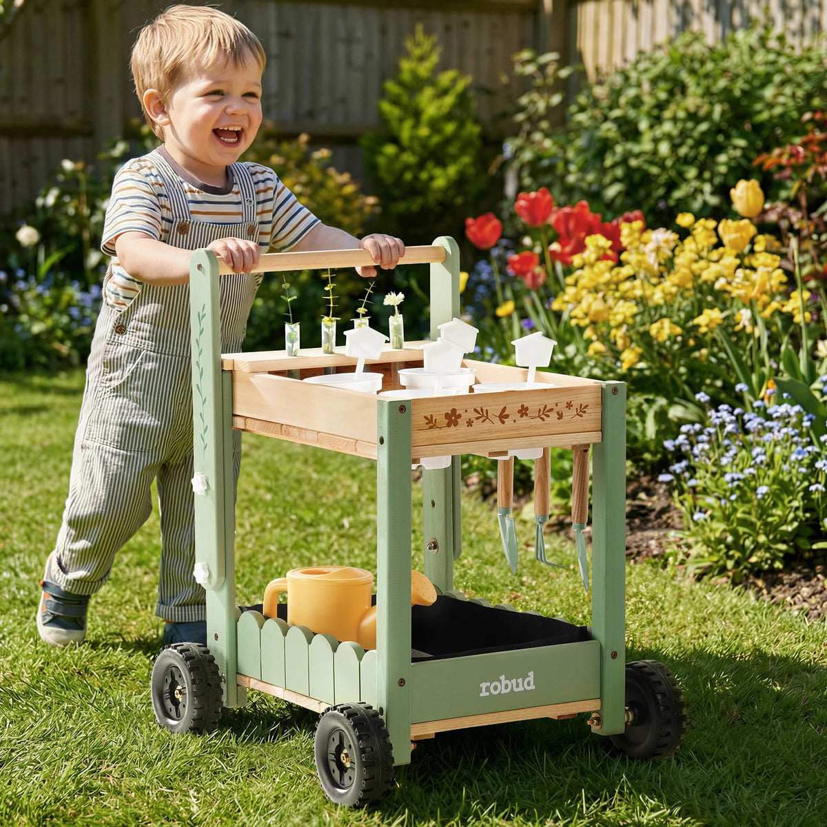 Robud Wooden Outdoor Mud Kitchen Playset With Sink And Tools
