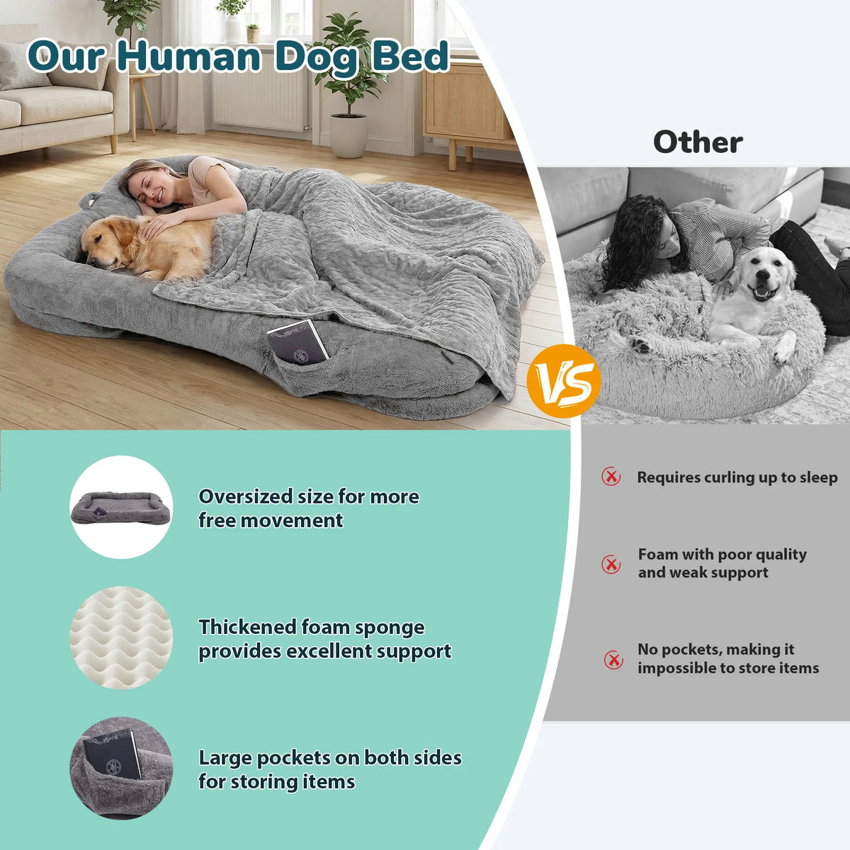 Portable Plush Dog Bed With Blanket And Non Slip Bottom
