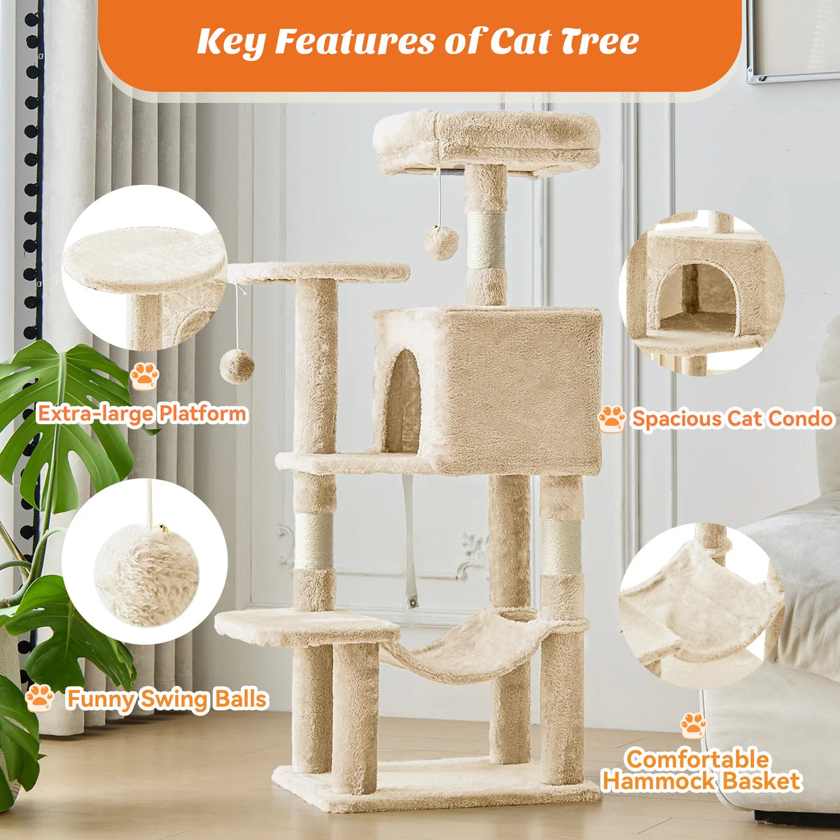 MCQ Cat Tree Tower With Sisal Scratching Posts And Condo