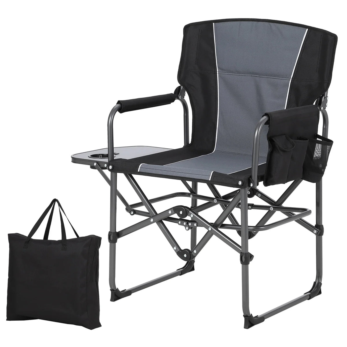 HiMISS Folding Directors Chair With Side Table And Cup Holder