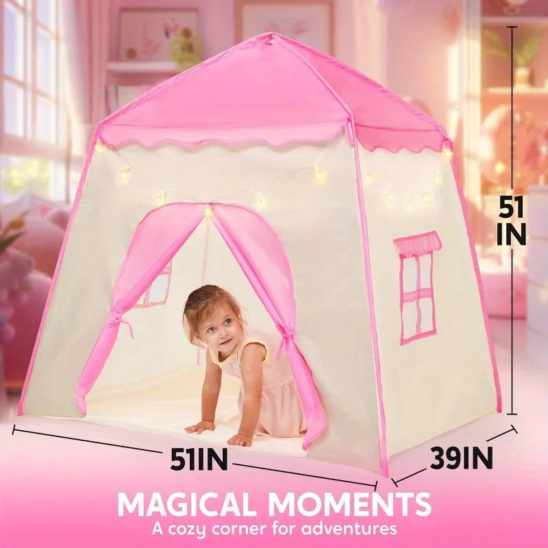 Joyfy Princess Castle Play Tent With LED Star Lights