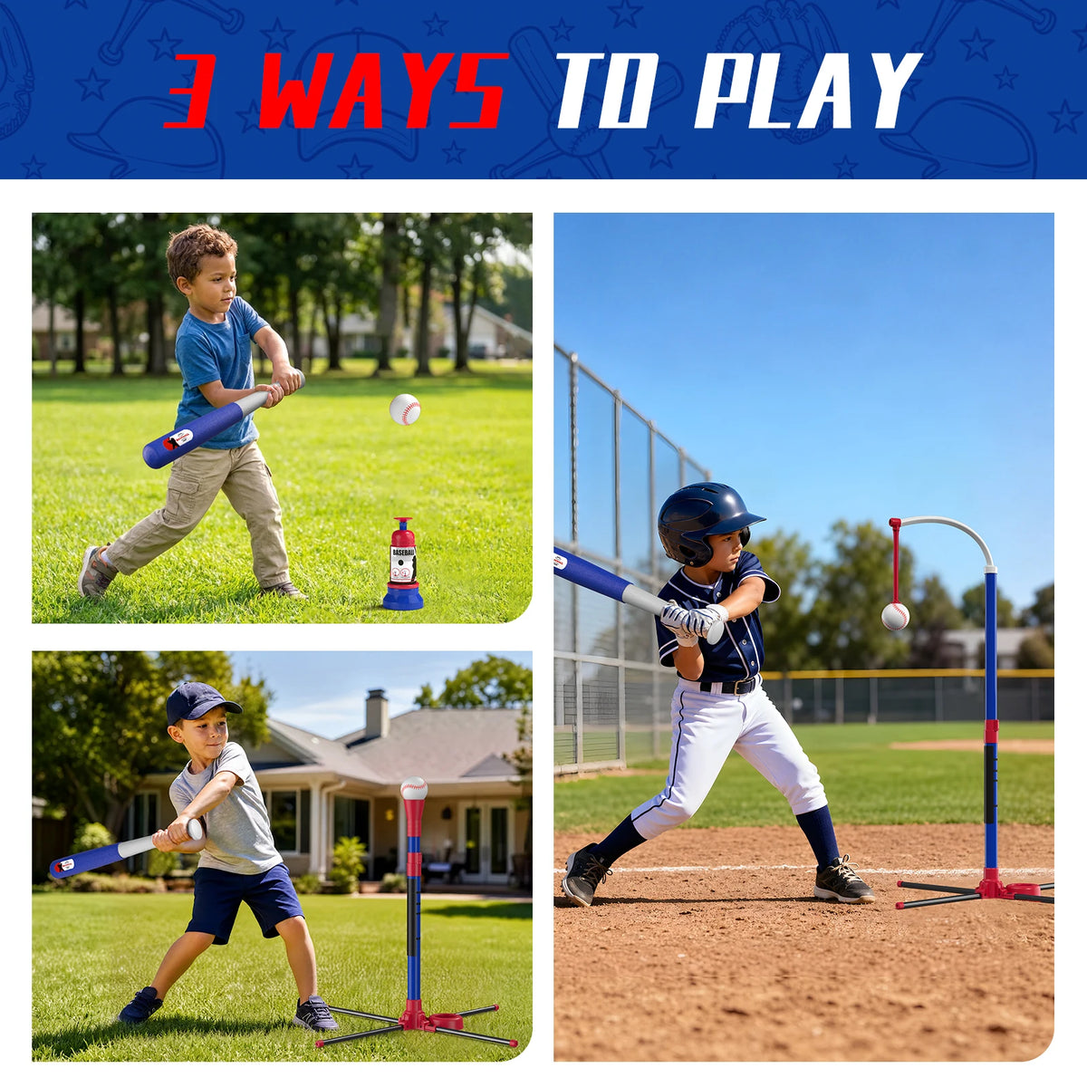 QDRAGON 3-in-1 Kids Baseball Set With Automatic Pitching Machine