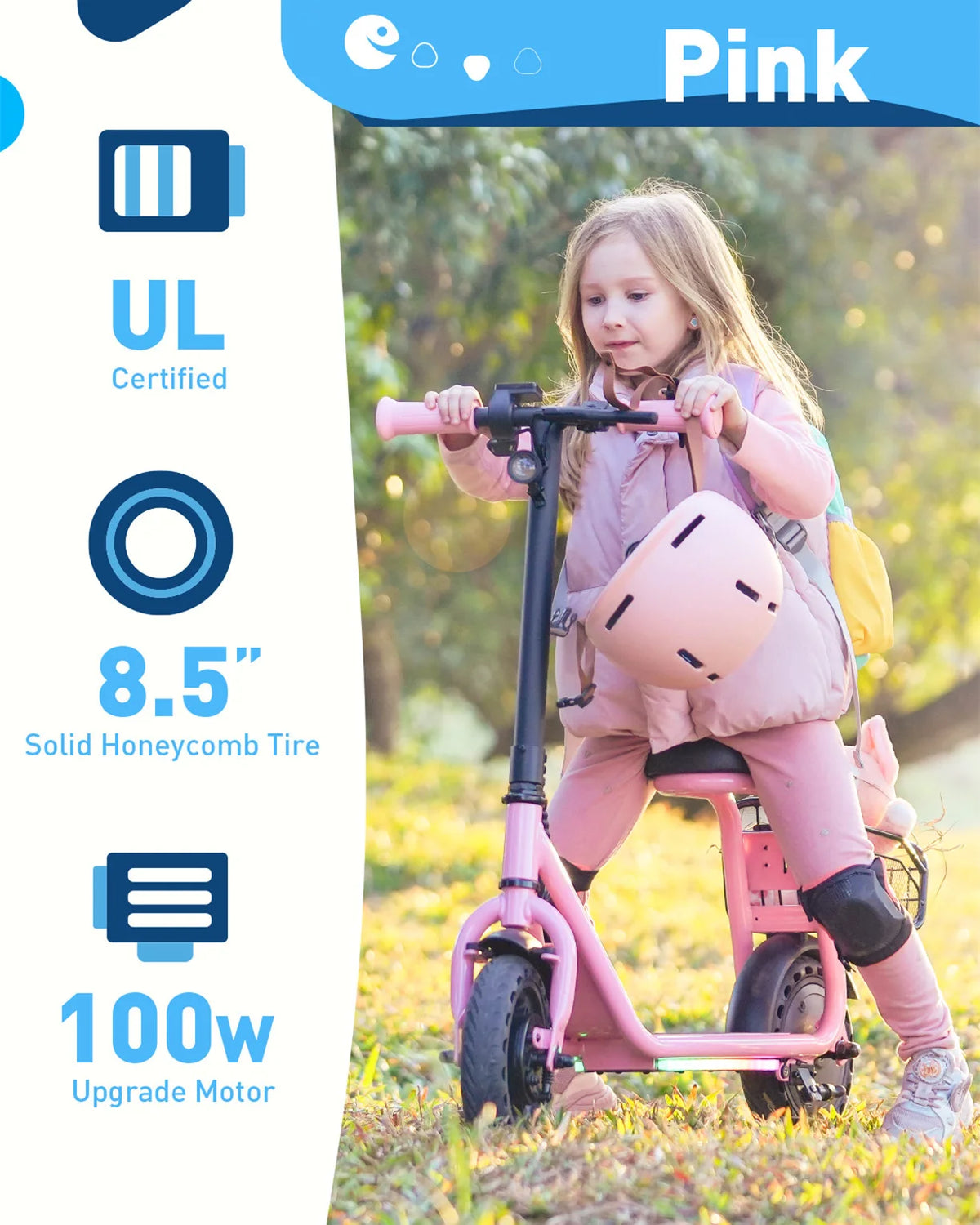 HIBOY Q2 Lite Kids Electric Scooter With Seat LED Lights
