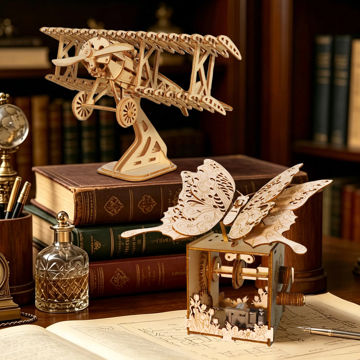 Music Park 3D Wooden Plane And Butterfly Puzzle Craft Kit