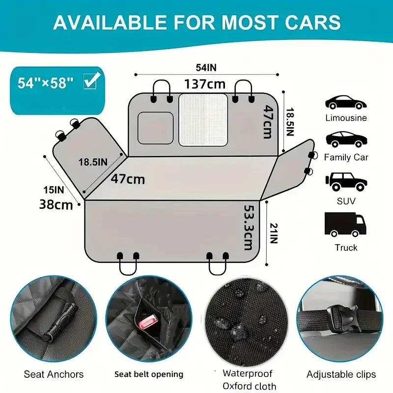 Waterproof Dog Car Seat Hammock Cover With Nonslip Scratch Protection