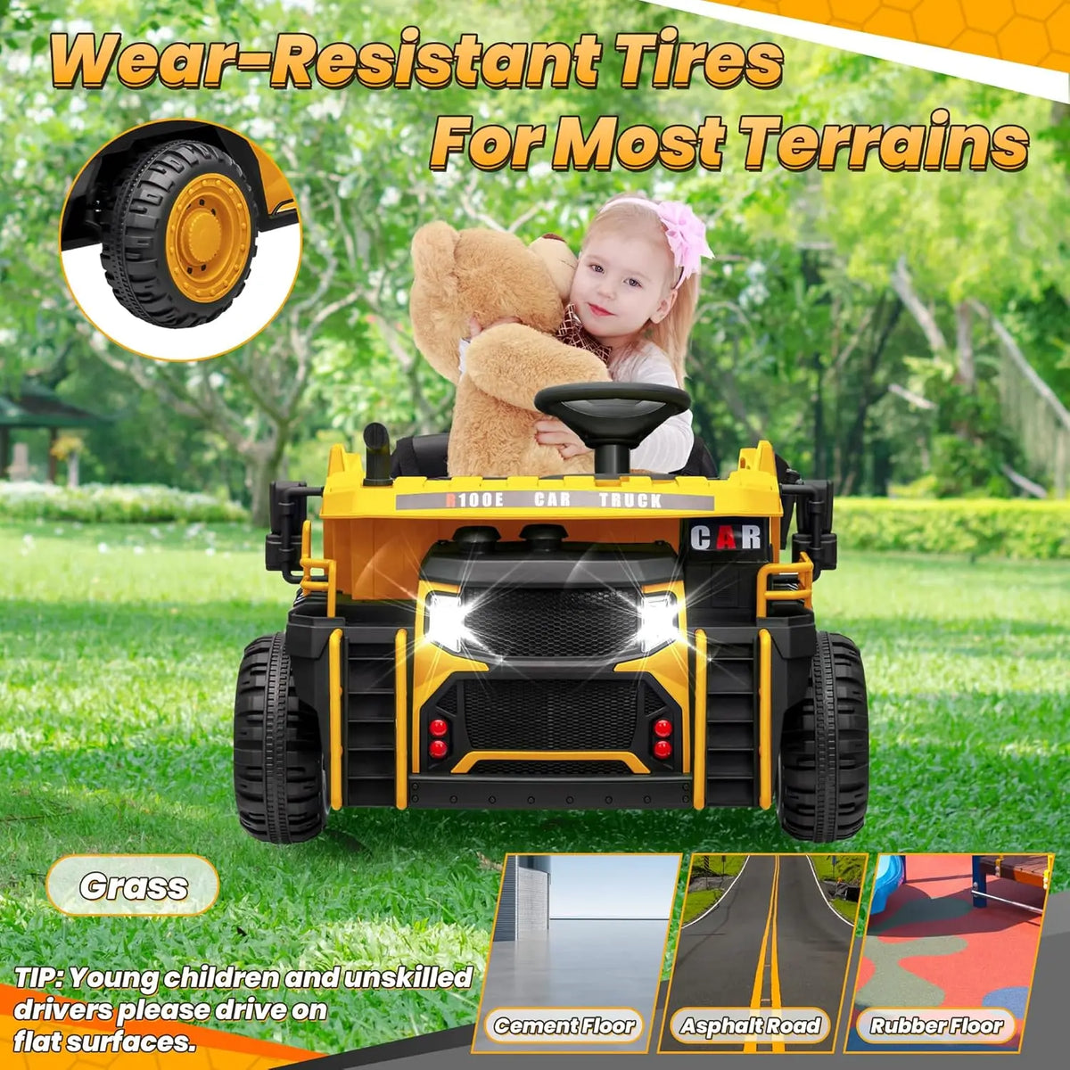 JOYRACER 24V Electric Two Seater Dump Truck Ride On Remote Control
