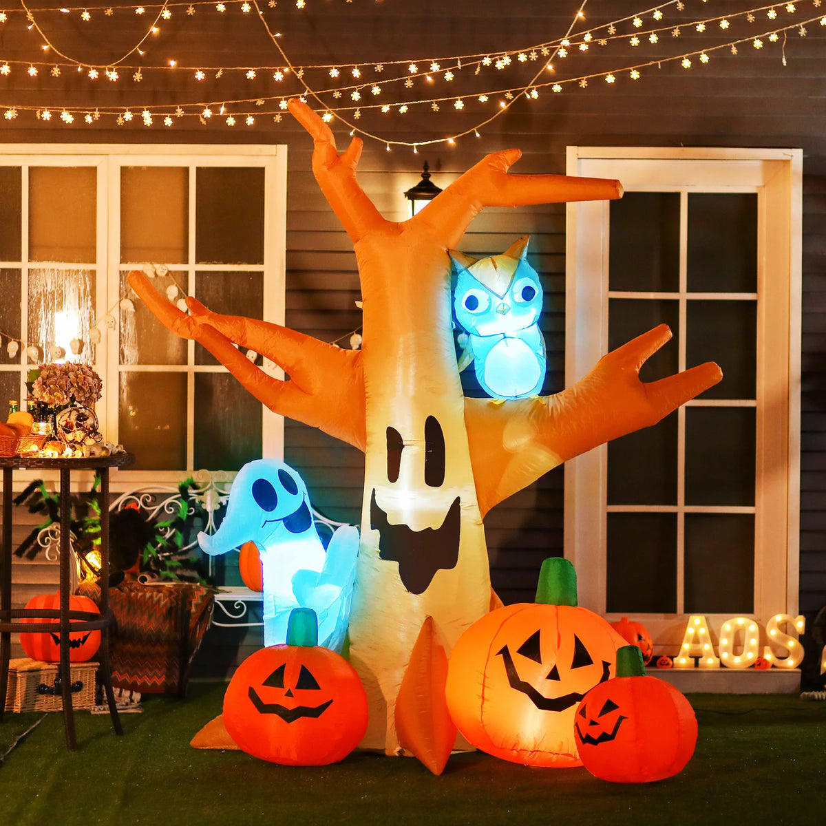 HOMCOM Inflatable Haunted Tree Halloween Outdoor Yard Decoration