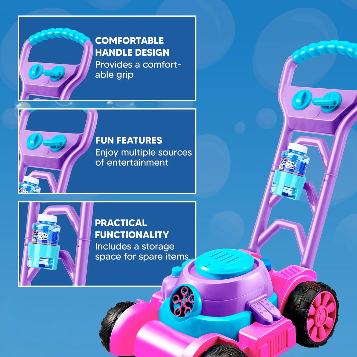 Joyfy Bubble Lawn Mower Machine for Kids Outdoor Play