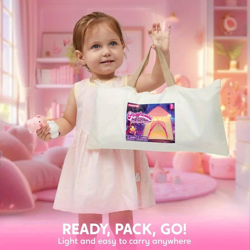 Joyfy Princess Castle Play Tent With LED Star Lights