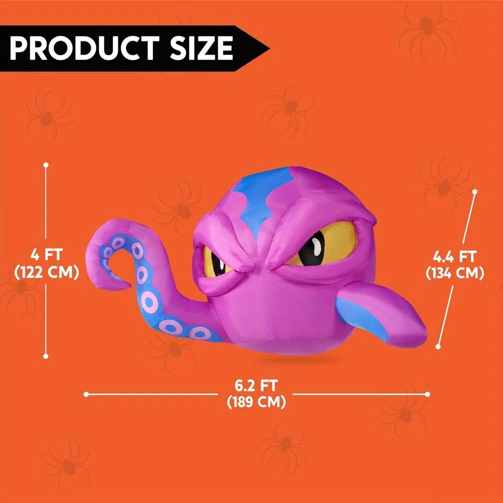 Halloween Inflatable Octopus Window Decor With Built In LED Lights
