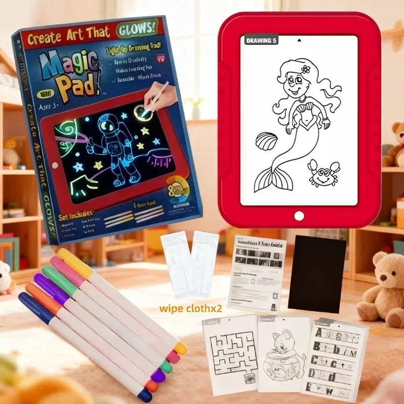LED Children's Light Up Tracing Board With Drawing Cards