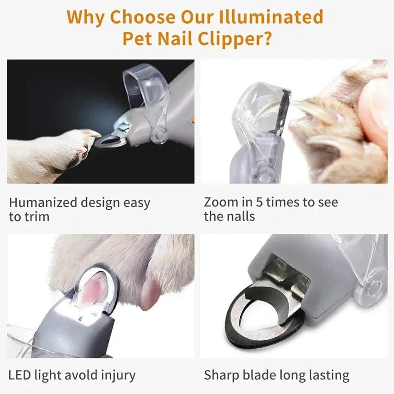Professional Pet Nail Clippers With Led Light For Safe Trimming