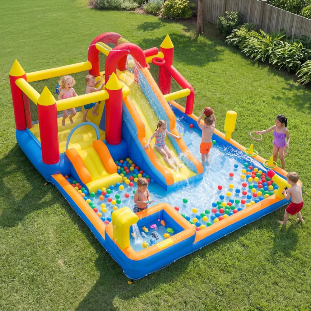 Inflatable Bounce House With Blower Stakes Repair Patches Storage Bag