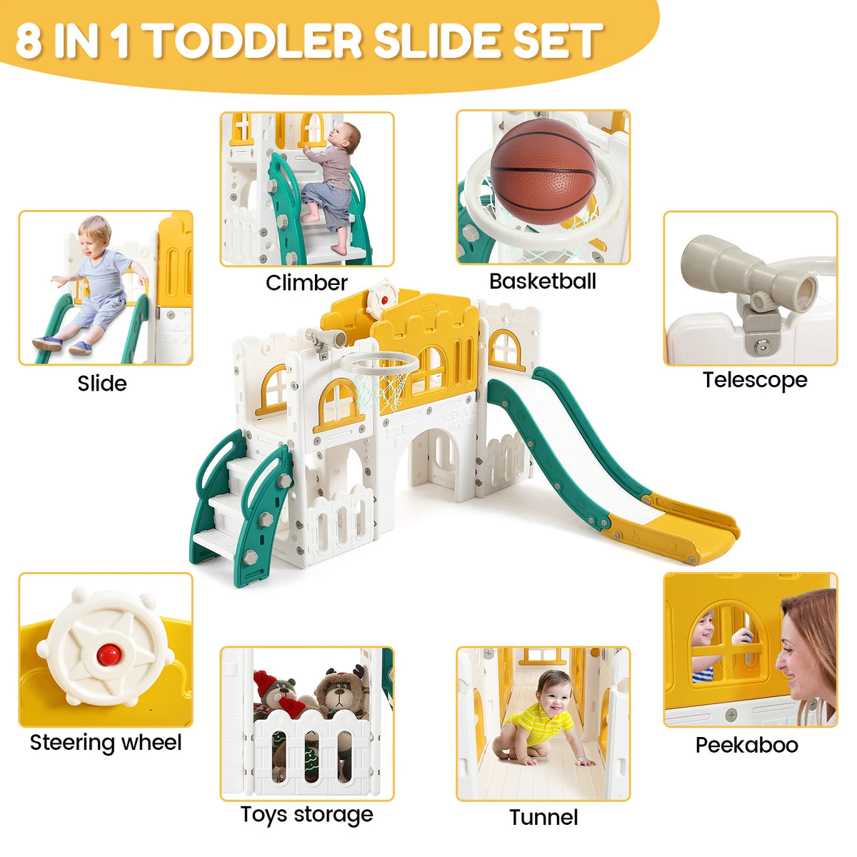 HiMISS Toddler Indoor Playground Slide Climber Playset