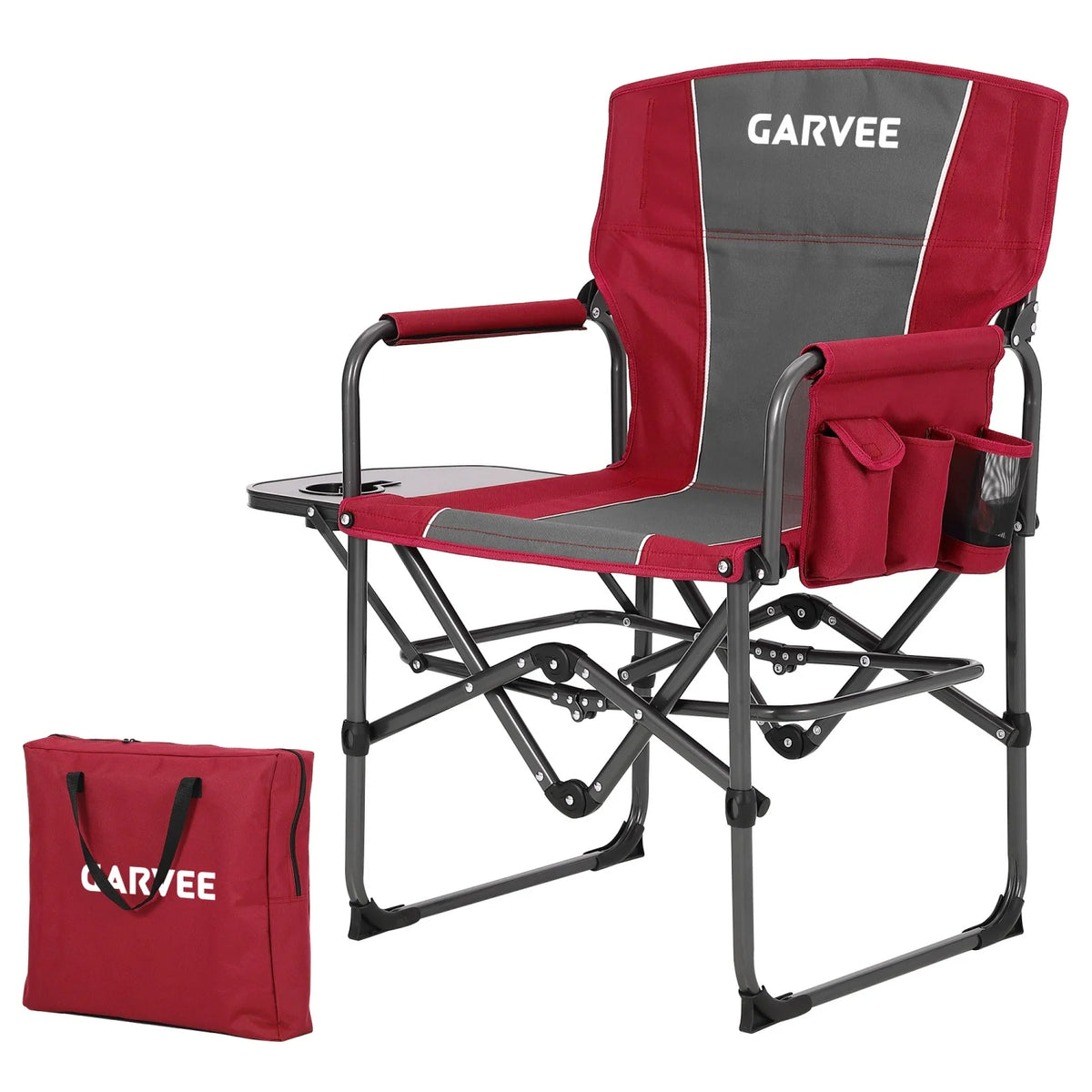 HiMISS Folding Directors Chair With Side Table And Cup Holder